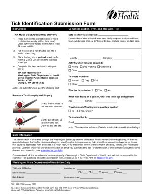 Fillable Online Doh Wa Doh Wa GovsitesdefaultTick Identification Form