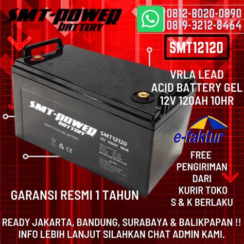 Jual Battery Kering Smt Power 12v 120ah Aki Kering Solar Panel Pju Shopee Indonesia