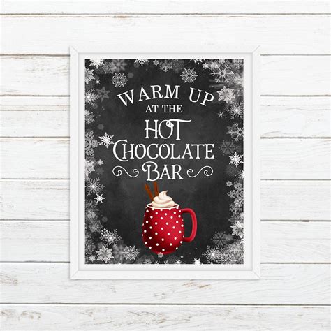 Hot Chocolate Bar Sign Chalkboard Winter Hot Chocolate Party Sign