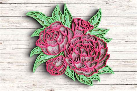 3D Flower SVG DXF 8 Layer Peony Svg Graphic By Rishasart Creative