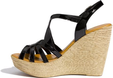 Callisto Tiara Wedge Sandal In Black Black Patent Lyst