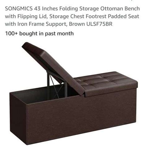 Songmics 43 Folding Storage Ottoman Bench With Flipping Lid