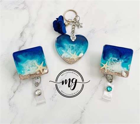 Resin Beach Theme Keychain Beach Keychain Ocean Keychain Etsy