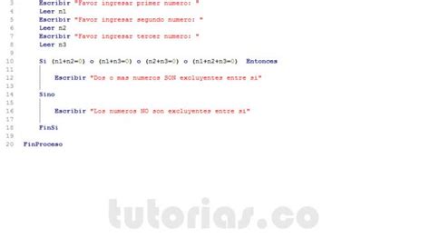 Sentencia Si Sino PSeint Numeros Excluyentes Tutorias Co