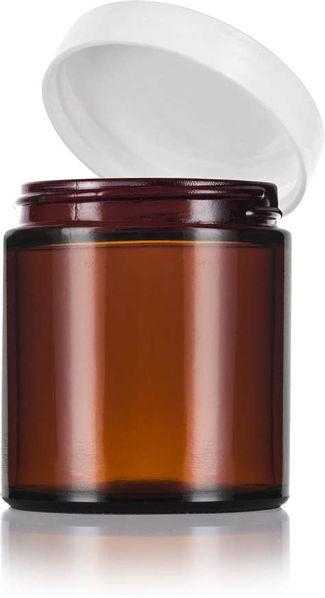 4 Oz Amber Glass Straight Sided Jar With White Smooth Lids 12 Pack