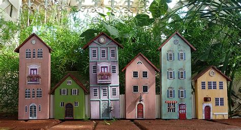 Wooden Painted House Miniature House Decoration Christmas Etsy