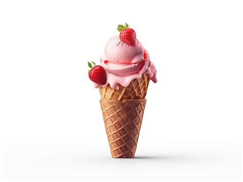 Premium Ai Image There Is A Strawberry Ice Cream Cone With A