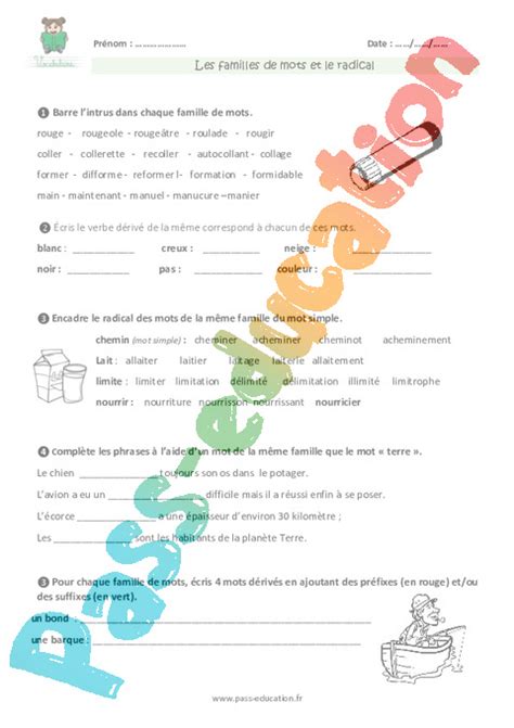 Exercice Familles De Mots Cm1 Cycle 3 Pass Education Hot Sex Picture