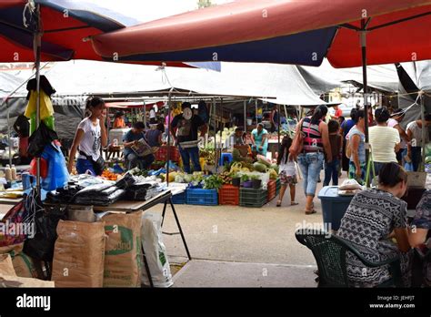 Market Stalls In San Ignacio Stock Photo Alamy