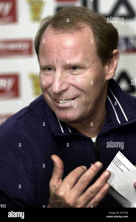 Scotland manager Berti Vogts talks to the press at the Livingston FC ...