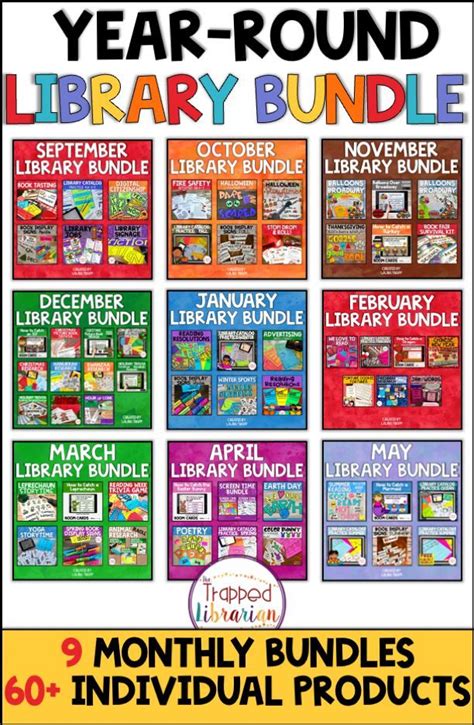 Year Round Library Lessons Bundle Elementary Library Activities And