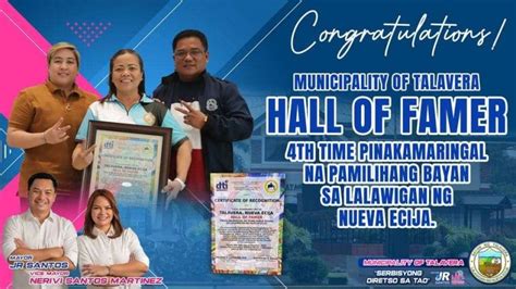 Congratulations Municipality Of Talavera Hall Of Famer 4th Time