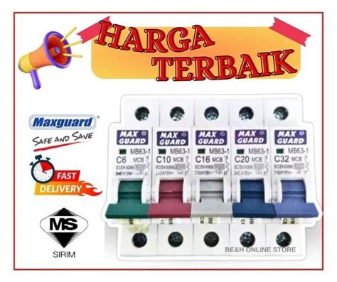 Maxguard 1 Pole 6KA Miniature Circuit Breakers MCB MCB 6A 10A 16A 20A