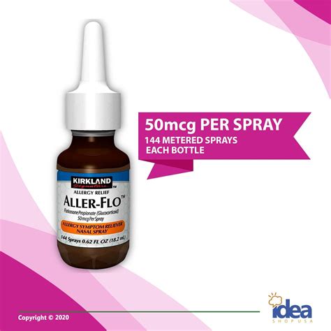 Kirkland Aller Flo Fluticasone 50mcg Relief For Stuffy Nose Clogged And Nasal Allergies Bundle W