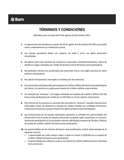 T Rminos Y Condiciones T Rminos Y Condiciones Aplicables Para El