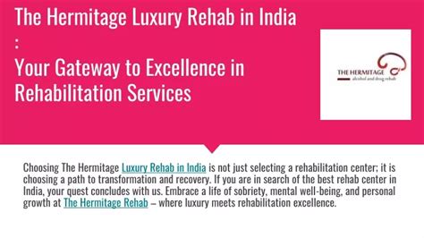 Ppt The Hermitage Luxury Rehab In India Your Gateway To Excellence