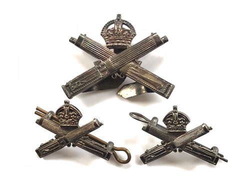 Ww1 1918 Silver Machine Gun Corps Cap And Collar Badges