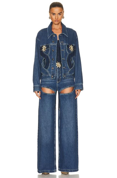 Area Rope Cutout Denim Jacket In Light Blue Fwrd