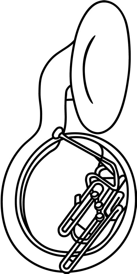 Tuba Coloring Pages Instruments Printable Musical Drawing Instrument