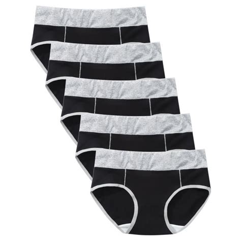 Femmes Couleur Unie Patchwork Mémoires Culottes Sous Vêtements Culottes Bikini Slip l Noir