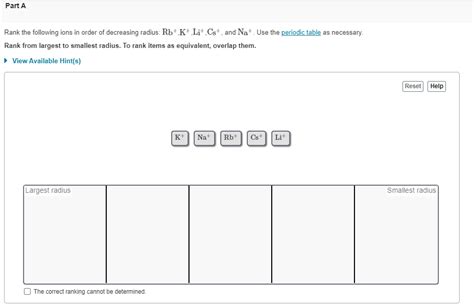 Solved Rank The Following Ions In Order Of Decreasing Chegg