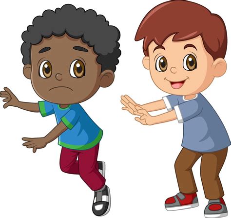 Cartoon Little Boy Pushing His Friend 49586059 Vector Art At Vecteezy