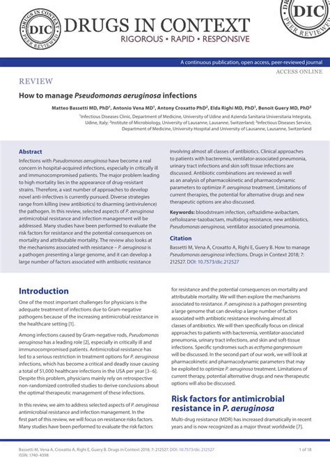 Pdf How To Manage Pseudomonas Aeruginosa Among Infections Caused By