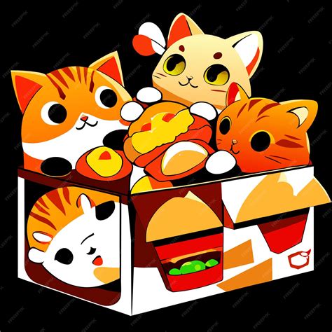 Premium Vector Fast Food Cat A Box Of Cute Nuggets That Are Shap