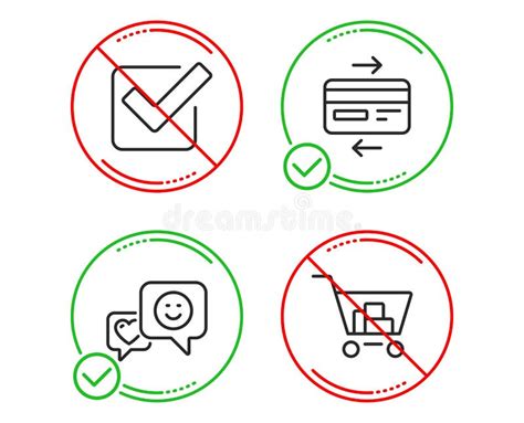 Sistema De Los Iconos De La Tarjeta Del Checkbox De La Sonrisa Y De Cr