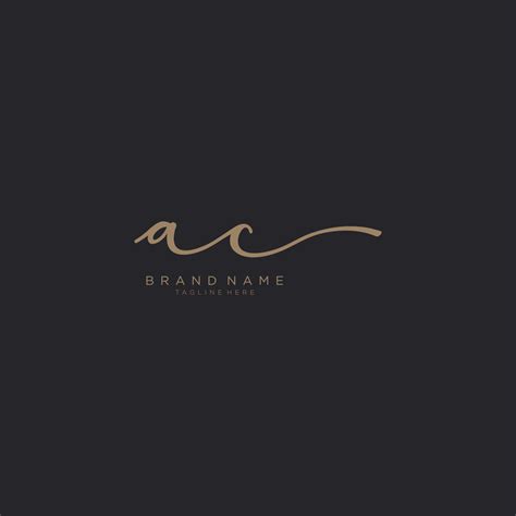 Letter AC gold Initial handwriting logo vector. Black background ...