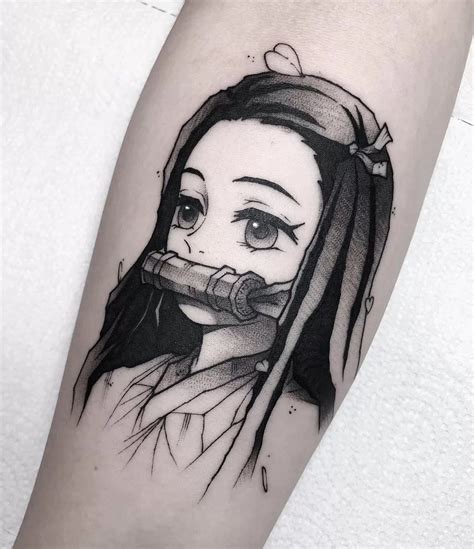 Demon Slayer Nezuko Blackwork Tattoo TATTOOGOTO