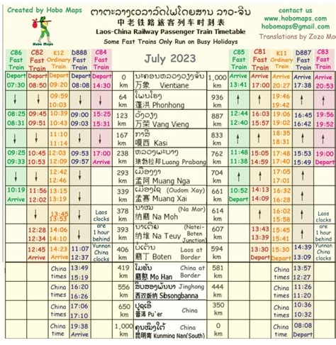 Laos Railway Train Timetable Fares Vietasia Travel