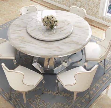 Heavena Stainless Steel Base Round Marble Dining Table Waitrose