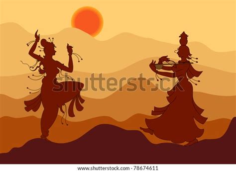 Shadow Art Lady Music Playing Dancing Stock Vector Royalty Free 78674611