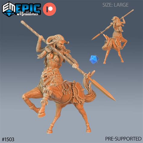 Centaur Female Wspear Fey Epic Miniatures 12k Resin 3d Printed