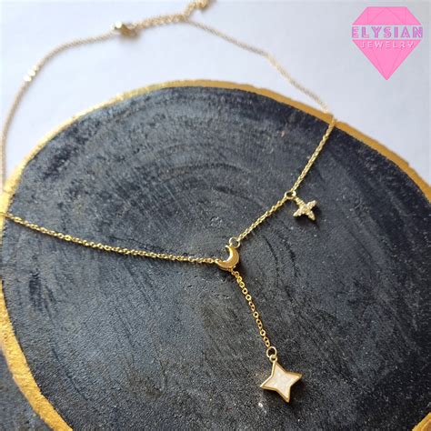 Jual Kalung K Liontin Bulan Dan Bintang Rantai Gold Shopee