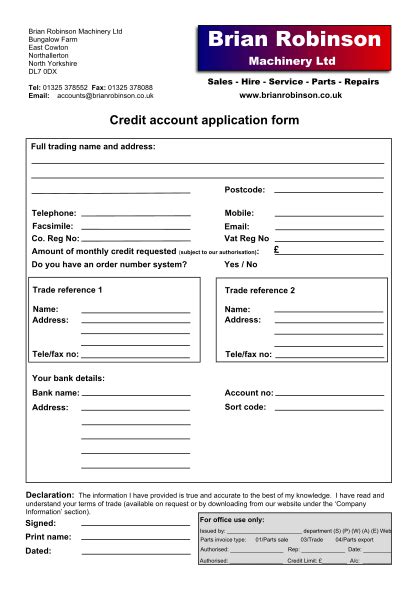 17 credit application form template uk - Free to Edit, Download & Print ...