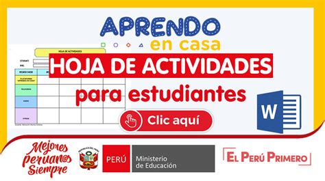 Aprendo En Casa Hoja De Actividades Para La Estrategia Aprendo En Casa