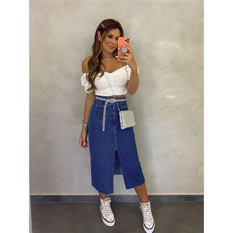 Pin De Milica Lakovi Em Clothes And Outfits Em Saia Jeans Midi