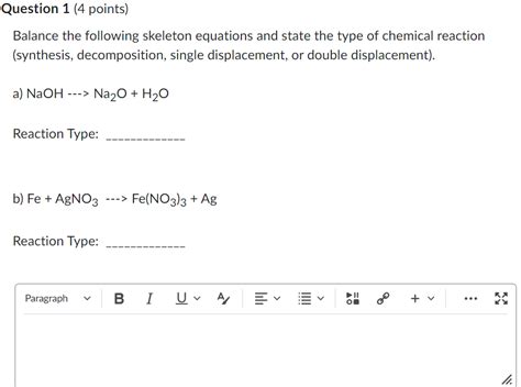 Solved Balance The Following Skeleton Equations And Stat