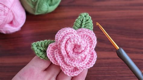 Super Easy Crochet Knitting Flower Rose Motif Çok Kolay Tığ İşi