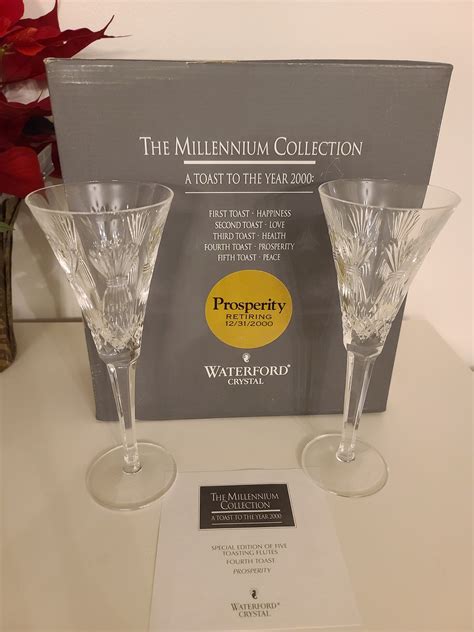 Waterford Crystal The Millennium Collection Prosperity Champagne Toasting Flutes Set New Year