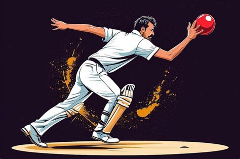 Bowler Bowling In Cricket Championship Sports Vector Illustration Of