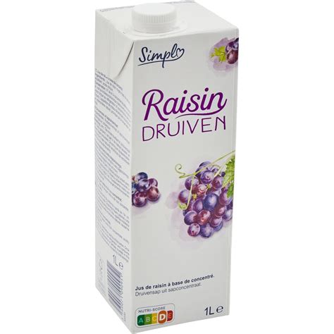 Jus de raisin à base de concentré SIMPL la brique de 1L à Prix Carrefour