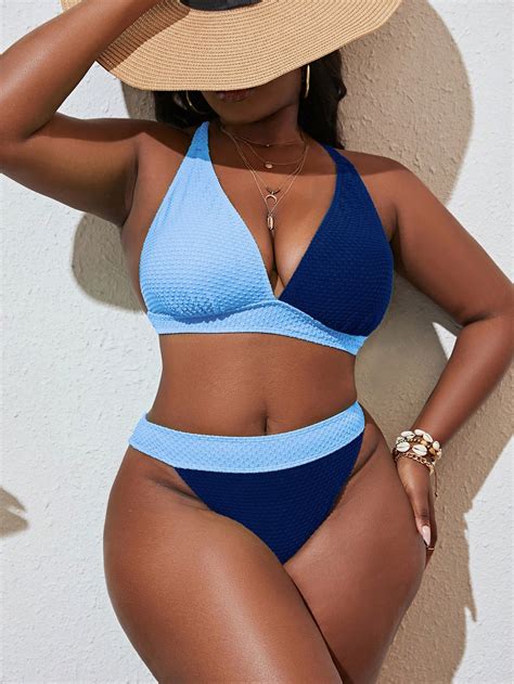 SHEIN SHEIN Swim Vcay Bañador bikini de dos tonos de espalda abierta