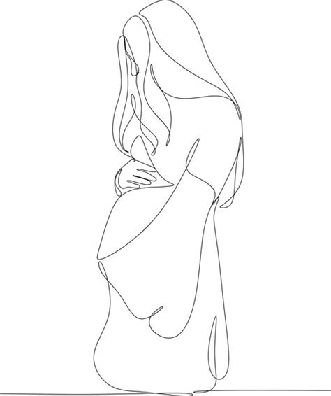 Premium Vector Continuous Line Drawing Pregnant Woman