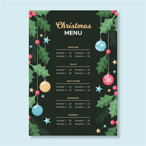 Free Vector Christmas Menu Template Flat Design