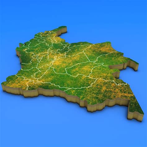 Mapa detallado del país de Colombia Modelo 3D 30 max fbx obj Free3D