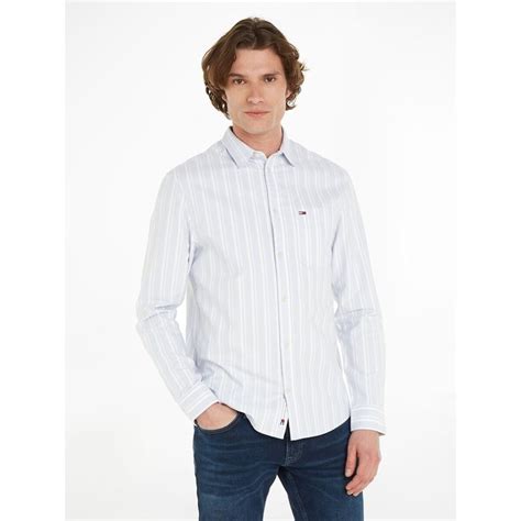 Camicia Dritta A Righe Oxford Rigato Blu Bianco Tommy Jeans La Redoute