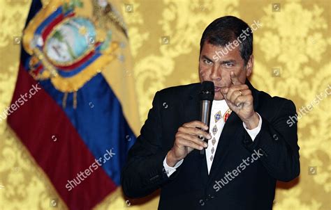 Ecuadors President Rafael Correa Speaks Government Editorial Stock